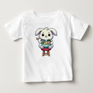 Camiseta De Bebé Conejo conejo conejo comiendo Ramen