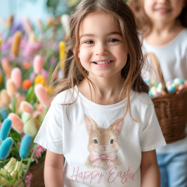 Camiseta De Bebé Conejo de Acuarela con Lazo Rosa | Conejito de Pas