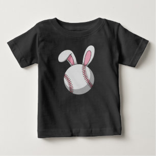 Camiseta De Bebé Conejo de béisbol de Pascua orejas de conejo linda