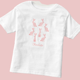Camiseta De Bebé Conejo de conejo lindo rosado personalizado