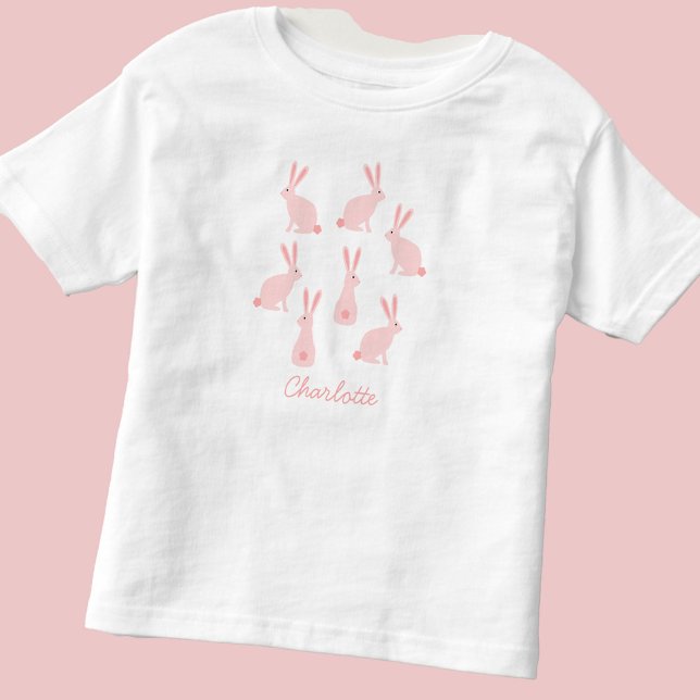 Camiseta De Bebé Conejo de conejo lindo rosado personalizado (Cute bunny rabbit personalized t-shirt)