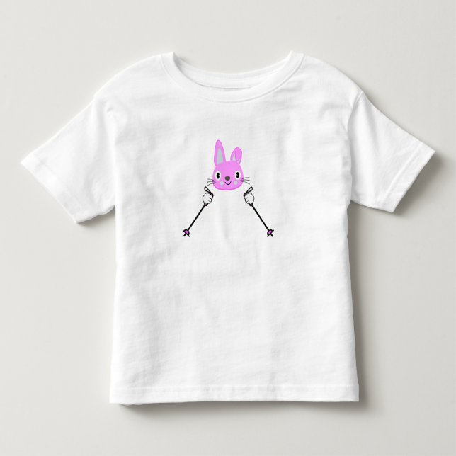 Camiseta De Bebé Conejo de esquí con bastones (Anverso)