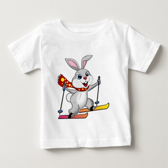 Camiseta De Bebé Conejo de esquí - Funny y Personalizado lindo (Anverso)
