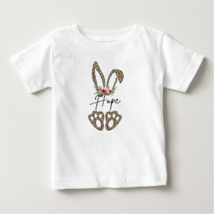 Camiseta De Bebé Conejo de estampado de leopardo gráfico de orejas 
