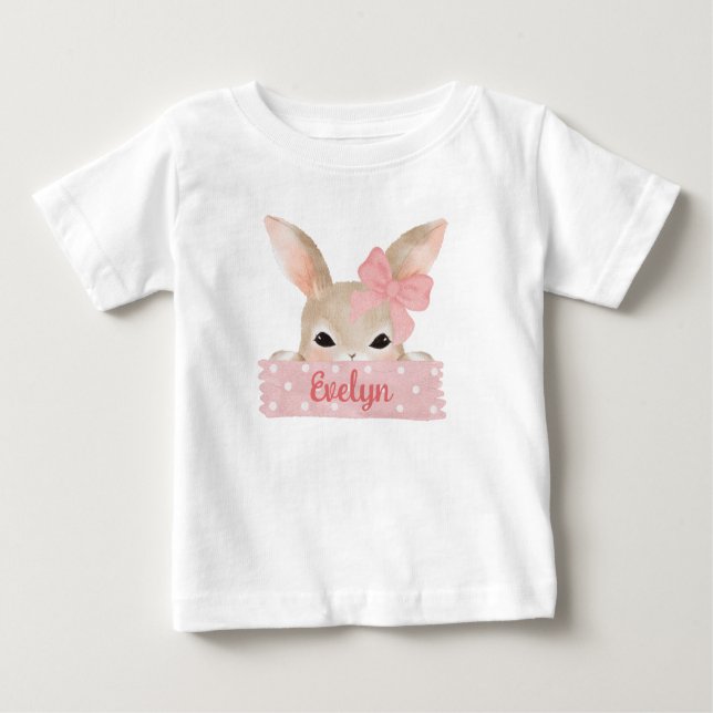 Camiseta De Bebé Conejo de Pascua acuarela para niñas  (Anverso)