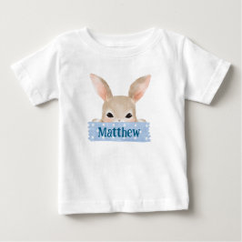 Camiseta De Bebé Conejo de Pascua azul acuarela para niños
