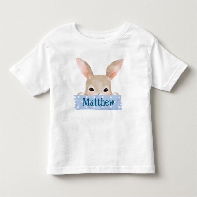 Camiseta De Bebé Conejo de Pascua azul acuarela para niños (Anverso)