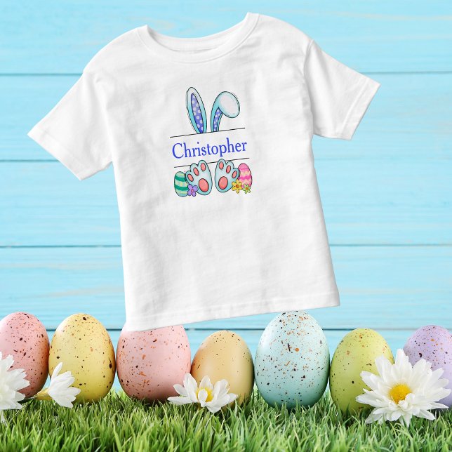Camiseta De Bebé Conejo de Pascua Azul Monograma para Niño Pequeño  (Subido por el creador)