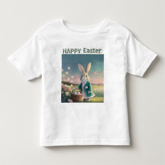 Camiseta De Bebé Conejo de Pascua con huevos de Pascua Feliz Pascua (Anverso)