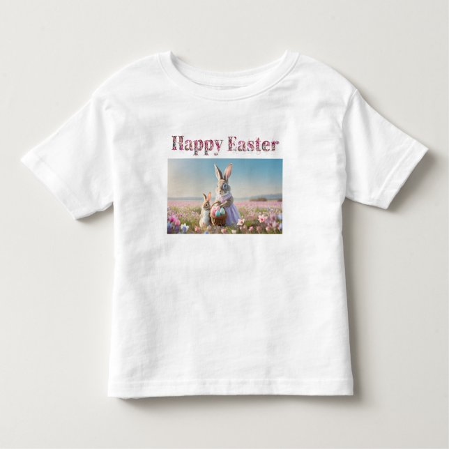 Camiseta De Bebé Conejo de Pascua con huevos de Pascua Feliz Pascua (Anverso)