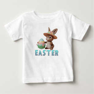 Camiseta De Bebé Conejo de Pascua con niños y huevo