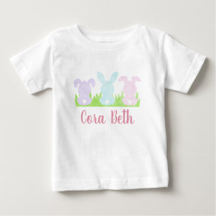 Camiseta De Bebé Conejo de Pascua de acuarela para niña