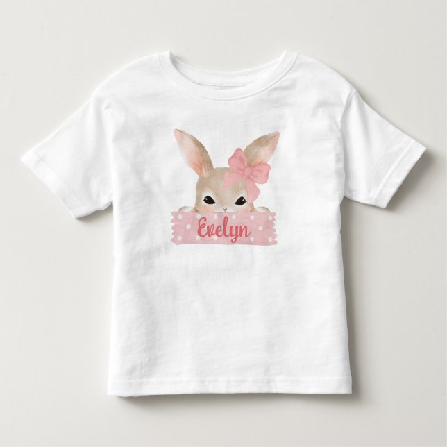 Camiseta De Bebé Conejo de Pascua de acuarela para niñas  (Anverso)