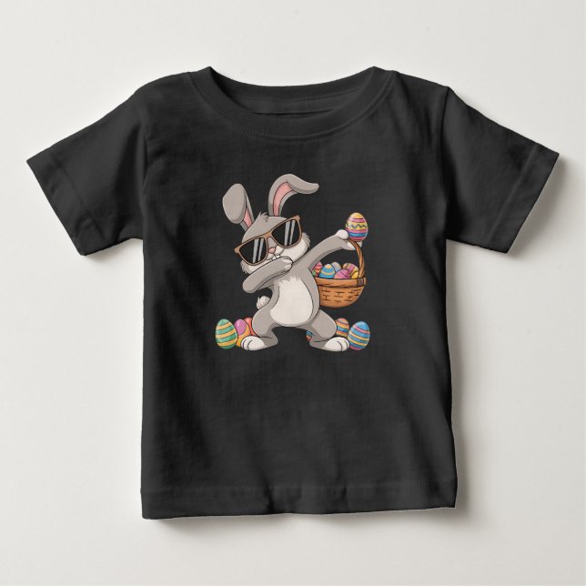 Camiseta De Bebé Conejo de Pascua de conejito de Dabbing Dab huevos (Anverso)