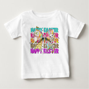 Camiseta De Bebé Conejo de Pascua Feliz Lazo Coquette