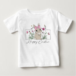 Camiseta De Bebé Conejo de Pascua Floral de Primavera para Niñas