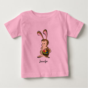 Camiseta De Bebé Conejo de Pascua ligeramente molesto y cesta de hu
