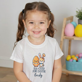 Camiseta De Bebé Conejo de Pascua Personalizado con Nombre Huevo-ci