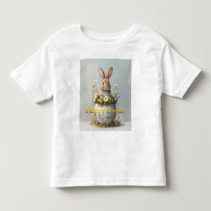Camiseta De Bebé Conejo de Pascua vintage con margaritas