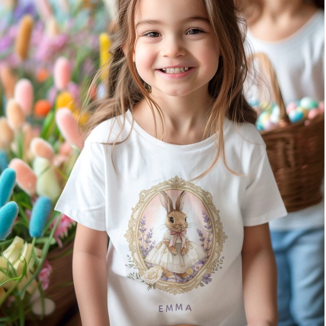 Camiseta De Bebé Conejo de Pascua Vintage Personalizado (Subido por el creador)