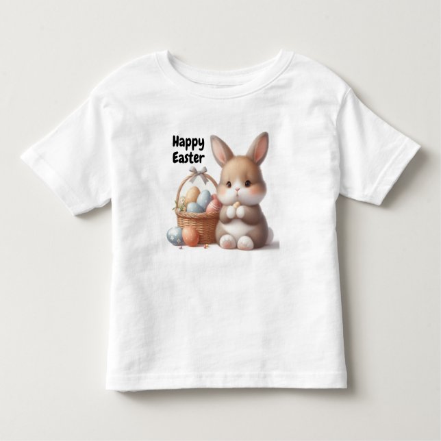 Camiseta De Bebé Conejo de Pascua y cesta de huevos (Anverso)