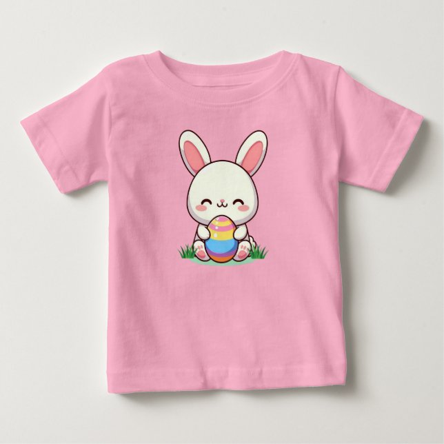 Camiseta De Bebé Conejo de primavera/Semana Santa con huevo (Anverso)