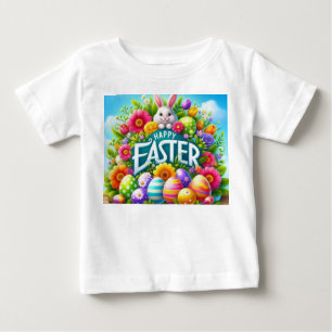 Camiseta De Bebé Conejo de primavera/Semana Santa con huevo