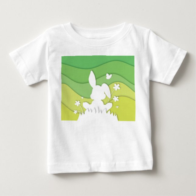 Camiseta De Bebé Conejo de Semana Santa, paisaje de primavera de hi (Anverso)