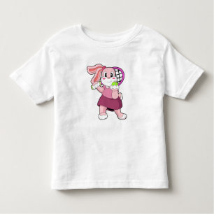 Camiseta De Bebé Conejo de tenis con raqueta de tenis