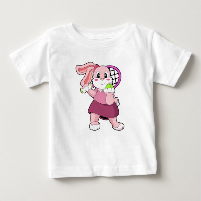 Camiseta De Bebé Conejo de tenis con raqueta de tenis (Anverso)