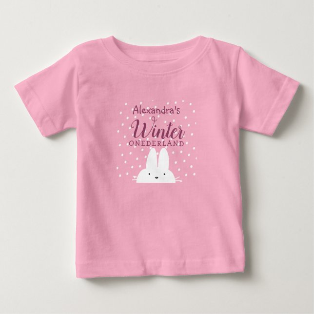 Camiseta De Bebé Conejo de Winter Onederland cumpleaños 1  (Anverso)