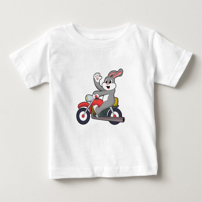 Camiseta De Bebé Conejo en bicicleta con motocicleta.PNG (Anverso)