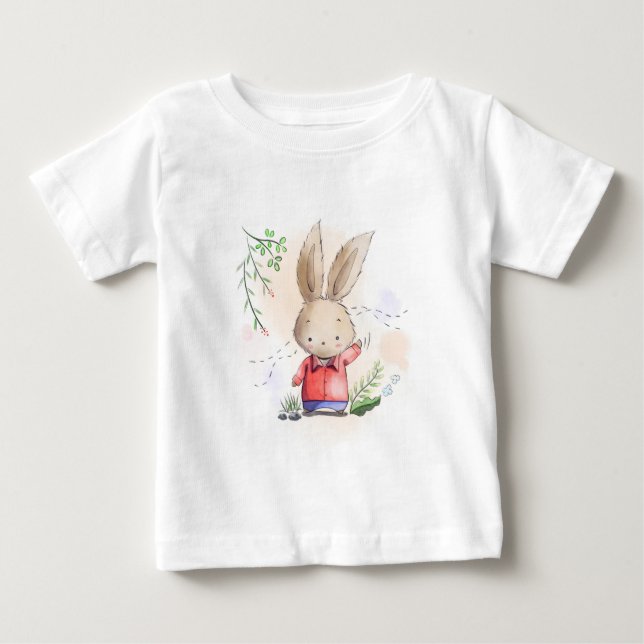 Camiseta De Bebé Conejo en un camisón rojo (Anverso)