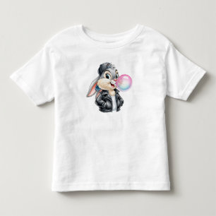 Camiseta De Bebé Conejo en una chaqueta de cuero con goma de mascar
