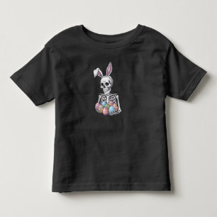 Camiseta De Bebé Conejo Esqueleto Sosteniendo Huevos de Pascua Cone
