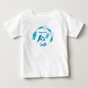 Camiseta De Bebé Conejo Feliz de Pascua  Kawaii Azul Adorable