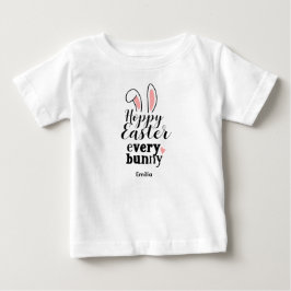 Camiseta De Bebé Conejo Feliz de Pascua Nombre Personalizado