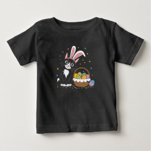 Camiseta De Bebé Conejo Gato Negro Pascua Tuxedo Orejas de Conejo H