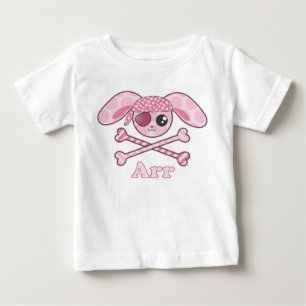 Camiseta De Bebé Conejo Kawaii Rosa Pirata