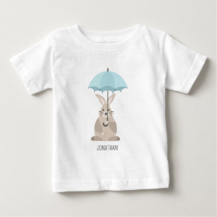 Camiseta De Bebé Conejo lindo con sombrilla nombre personalizado 