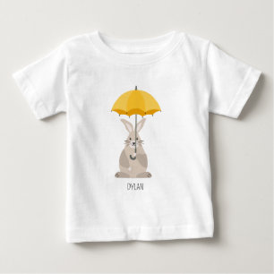 Camiseta De Bebé Conejo lindo con sombrilla nombre personalizado 