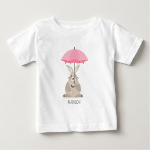 Camiseta De Bebé Conejo lindo con sombrilla nombre personalizado 