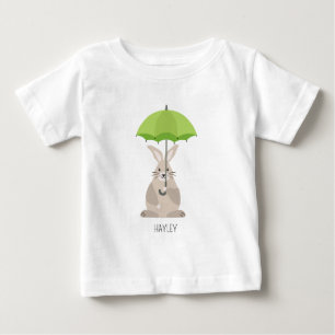 Camiseta De Bebé Conejo lindo con sombrilla nombre personalizado 