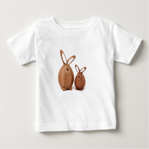Camiseta De Bebé Conejo lindo de Pascua de madera