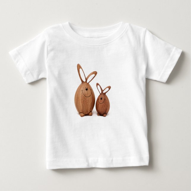 Camiseta De Bebé Conejo lindo de Pascua de madera (Anverso)