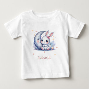 Camiseta De Bebé conejo lindo sentado en la luna 