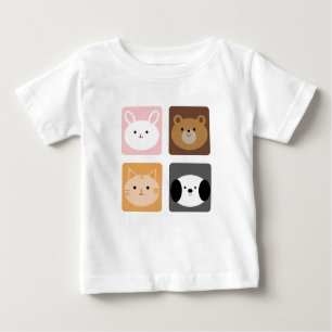 Camiseta De Bebé Conejo, perro, gato y oso