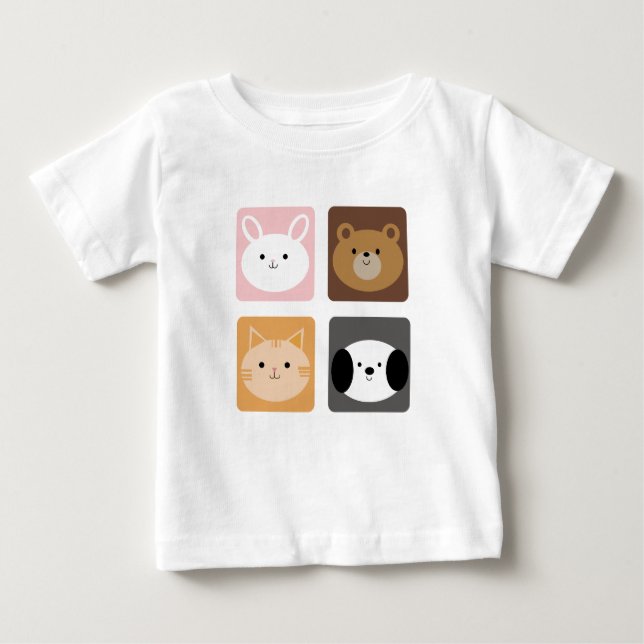 Camiseta De Bebé Conejo, perro, gato y oso (Anverso)