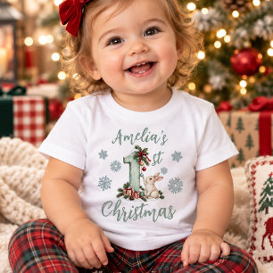Camiseta De Bebé Conejo Personalizado La Primera Navidad del Bebé