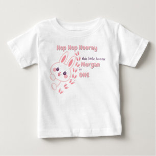 Camiseta De Bebé Conejo Personalizado lindo cumple un Chica primer 